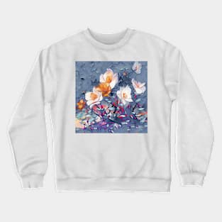 Blossoms on Gray Textures Crewneck Sweatshirt